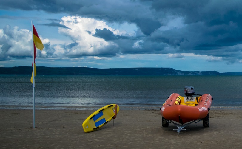 Image of beach with lifeguard equipment